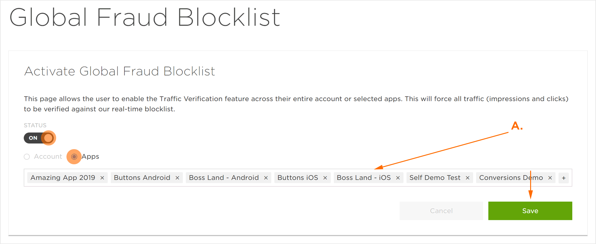 Activate Global Fraud Blocklist Apps