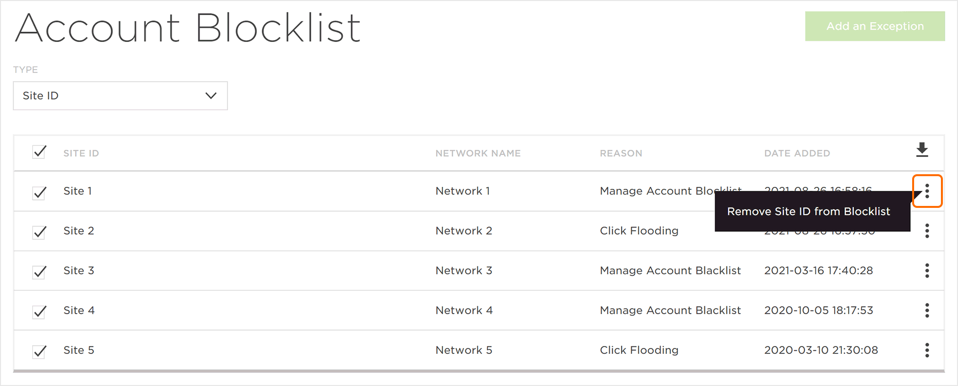 Remove Site from Blocklist