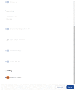 Create an App Advanced Currency Normalization Settings