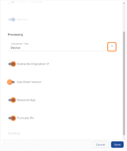 Create an App Advanced Processing Settings