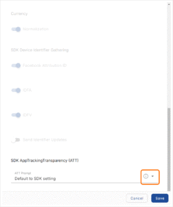 Create an App Advanced SDK ATT Settings